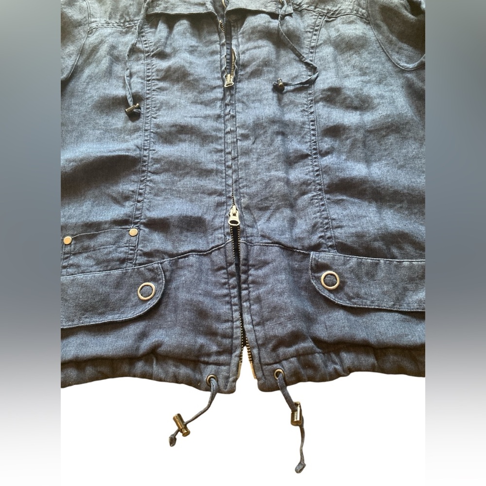 Chico’s 100% Linen blue Zip Up Jacket. Size Large. - Picture 9 of 12